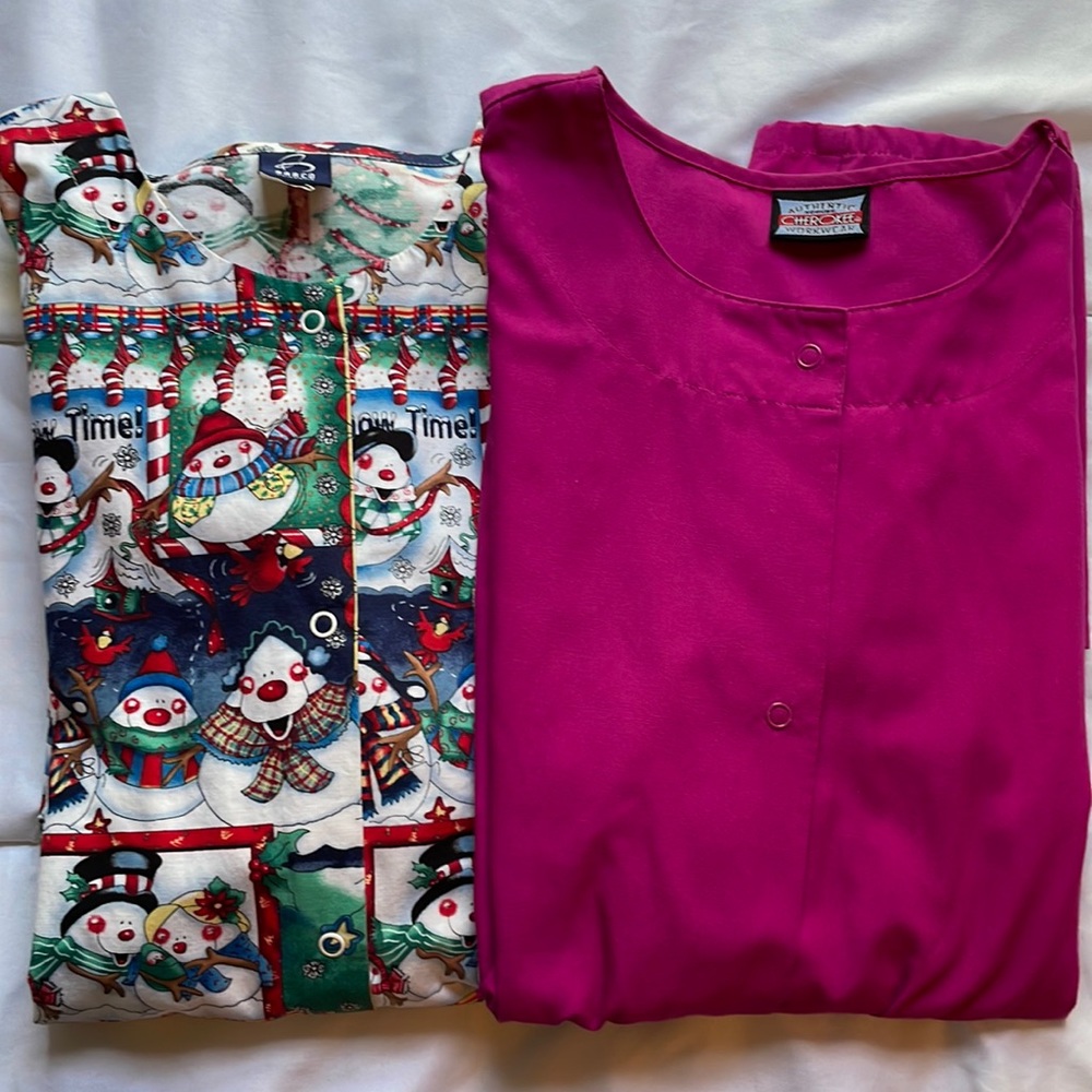 Two medium scrub jackets